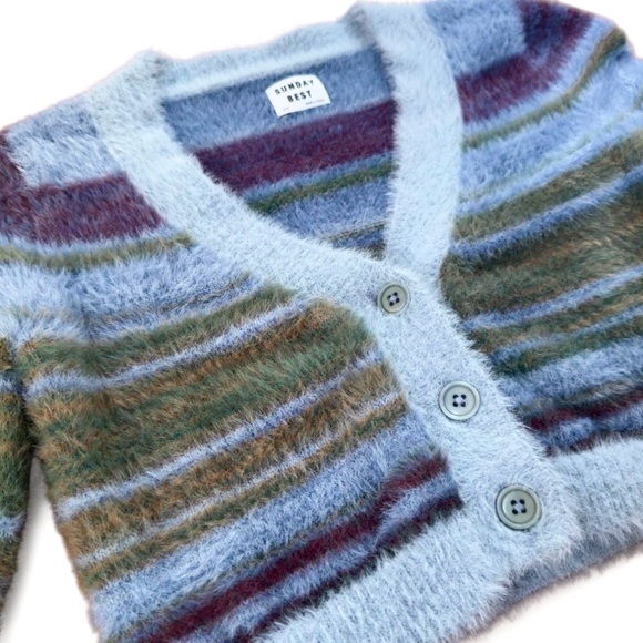 Aritzia Sunday Best Reese Striped Fuzzy Cardigan - Picture 3 of 11